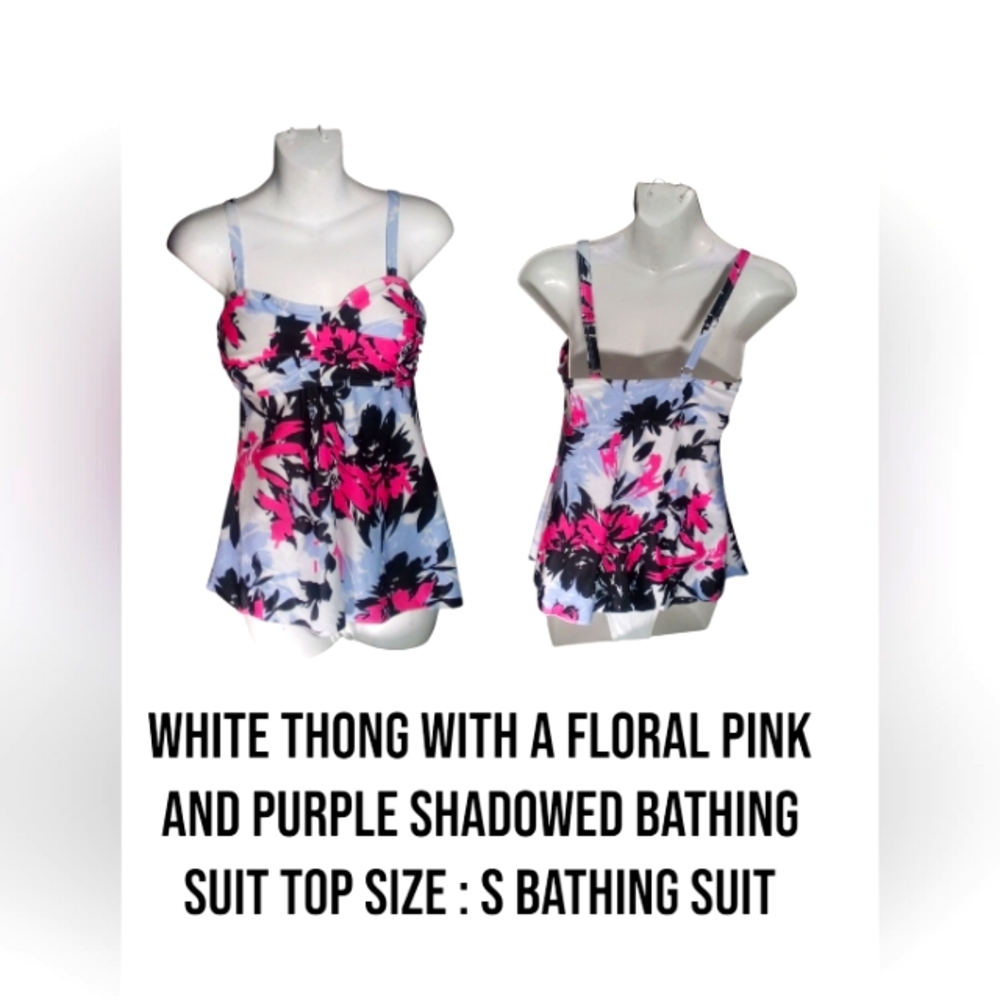 Floral Pink and Purple Bathing Suit Top